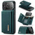 iPhone 17 Pro DG.MING M1 Series 3-Fold Multi Card Wallet Leather Phone Case - Green