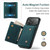 iPhone 17 Pro DG.MING M1 Series 3-Fold Multi Card Wallet Leather Phone Case - Green