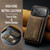 iPhone 17 Pro DG.MING M2 Series 3-Fold Card Bag Wallet Leather Phone Case - Coffee