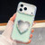iPhone 17 Pro Diamond Glitter Mirror Heart Holder Phone Case - Light Green