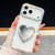 iPhone 17 Pro Diamond Glitter Mirror Heart Holder Phone Case - Transparent