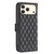 iPhone 17 Pro Diamond Lattice Wallet Flip Leather Phone Case - Black
