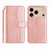 iPhone 17 Pro Dual-Folded S-shape Leather Phone Case - Rose Gold
