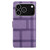 iPhone 17 Pro Embossed Checkered Leather Phone Case - Purple