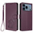 iPhone 17 Pro Embossed Heart Cat Leather Phone Case with Hand Strap - Dark Purple iPhone 17 Pro Embossed Heart Cat Leather Phone Case with Hand Strap - Dark Purple