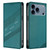 iPhone 17 Pro Embossed Multi-functional Wallet Retro Leather Phone Case - Dark Green