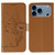 iPhone 17 Pro Feather Pattern Litchi Texture Leather Phone Case - Brown iPhone 17 Pro Feather Pattern Litchi Texture Leather Phone Case - Brown