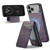 iPhone 17 Pro Fierre Shann Cowhide Vertical Flip Magnetic Card Holder Phone Case - Purple