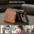 iPhone 17 Pro Fierre Shann Oil Wax Cow Leather Card Holder Back Phone Case - Brown