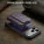 iPhone 17 Pro Fierre Shann Oil Wax Cow Leather Card Holder Back Phone Case - Purple