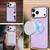 iPhone 17 Pro Kalebol Magnetic Button Card Bag MagSafe Ring Leather Phone Case - Purple