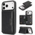 iPhone 17 Pro Kalebol Strong MagSafe Magnetic Two-Fold Card Bag Leather Phone Case - Black