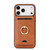 iPhone 17 Pro Kalebol Strong MagSafe Ring Magnetic Card Bag Holder Leather Phone Case - Brown