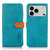 iPhone 17 Pro KHAZNEH Dual-color Cowhide Texture Flip Leather Phone Case - Blue