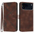 iPhone 17 Pro Line Pattern Skin Feel Leather Phone Case - Coffee