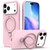 iPhone 17 Pro Liquid Silicone MagSafe Magnetic Phone Case with Ring Holder - Grey Pink