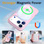 iPhone 17 Pro Liquid Silicone MagSafe Magnetic Phone Case with Ring Holder - Grey Pink