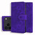 iPhone 17 Pro Mandala Embossed Dual-Fold Calf Leather Phone Case - Purple
