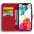 iPhone 17 Pro Mandala Embossed Dual-Fold Calf Leather Phone Case - Red