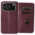 iPhone 17 Pro Multi-Function Wallet 10 Card Slots Leather Phone Case - Claret