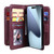 iPhone 17 Pro Multi-Function Wallet 10 Card Slots Leather Phone Case - Claret