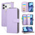 iPhone 17 Pro Nine-card Slots Zipper Wallet Bag Leather Phone Case - Light Purple