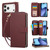 iPhone 17 Pro Nine-card Slots Zipper Wallet Bag Leather Phone Case - Wine Red