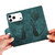 iPhone 17 Pro Pen Heart Cat Embossed Leather Phone Case - Green