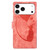 iPhone 17 Pro Pen Heart Cat Embossed Leather Phone Case - Orange