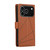 iPhone 17 Pro PU Genuine Leather Texture Embossed Line Phone Case - Brown