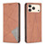 iPhone 17 Pro Rhombus Texture Magnetic Leather Phone Case - Brown