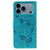 iPhone 17 Pro Rose Butterfly Embossed Leather Phone Case - Blue
