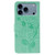 iPhone 17 Pro Rose Butterfly Embossed Leather Phone Case - Green iPhone 17 Pro Rose Butterfly Embossed Leather Phone Case - Green