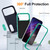 iPhone 17 Pro Rugged PC + Silicone Phone Case with Holder - Dark Blue+Light Green iPhone 17 Pro Rugged PC + Silicone Phone Case with Holder - Dark Blue+Light Green