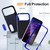 iPhone 17 Pro Rugged PC + Silicone Phone Case with Holder - Dark Blue+Royal Blue
