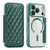 iPhone 17 Pro Shield Magsafe RFID Anti-theft Rhombus Leather Phone Case - Green