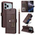 iPhone 17 Pro Six Card Slots Buckle Leather Phone Case with Lanyard - Coffee