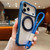 iPhone 17 Pro Solid Color Edge Transparency Rotation Holder MagSafe Phone Case with Wrist Strap - Royal Blue