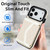 iPhone 17 Pro Splicing Rhombic Texture Card Bag Phone Case with Long Lanyard - Beige