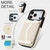 iPhone 17 Pro Splicing Rhombic Texture Card Bag Phone Case with Long Lanyard - Beige
