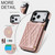 iPhone 17 Pro Splicing Rhombic Texture Card Bag Phone Case with Long Lanyard - Rose Gold iPhone 17 Pro Splicing Rhombic Texture Card Bag Phone Case with Long Lanyard - Rose Gold