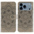 iPhone 17 Pro Sun Mandala Embossing Leather Phone Case - Grey