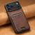 iPhone 17 Pro Suteni H02 Litchi Leather Card Wallet Stand Back Phone Case - Brown