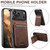 iPhone 17 Pro Suteni H02 Litchi Leather Card Wallet Stand Back Phone Case - Brown