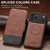 iPhone 17 Pro Suteni Q06 2-in-1 Multi-function Detachable Wallet MagSafe Phone Case - Brown