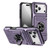 iPhone 17 Pro TPU+PC Shockproof Card Phone Case with Metal Ring Holder - Purple