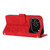 iPhone 17 Pro Tulips Embossed Leather Phone Case with Lanyard - Red