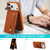 iPhone 17 Pro Wristband Vertical Flip Wallet Back Cover Phone Case with Long Lanyard - Brown