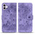 iPhone 17 Cartoon Sakura Cat Embossed Leather Phone Case - Purple