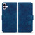 iPhone 17 Cartoon Sakura Cat Embossed Leather Phone Case - Royal Blue